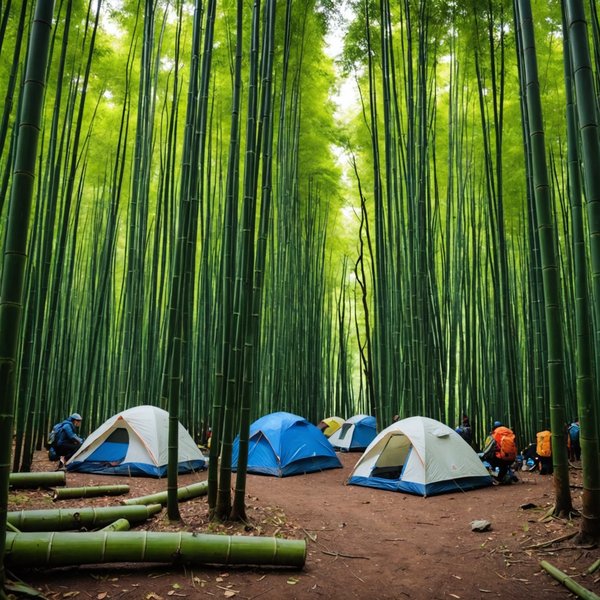 Comment organiser un camping pour une expédition de randonnée en forêt de bambous en Asie?